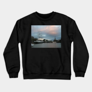 Boat at Bristol Harbour side Crewneck Sweatshirt